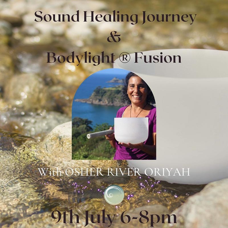 Waiheke Pilates Studio - example of brochure for sound healing journey and bodylight fusion with Osher River Oriyah